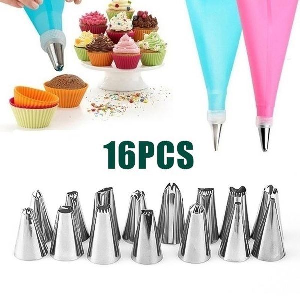 baking & pastry tools 16pcs diy ice piping cream bag reusable stainless steel nozzle tips converter squeeze cake decorating
baking & pastry tools 16pcs diy ice piping cream bag reusable stainless steel nozzle tips converter squeeze cake decorating