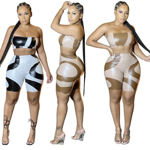 women's tracksuits wuhe pu faux leather shorts women set patchwork strapless crop and two piece sets night outfits plus size s-5xl, Gray
women's tracksuits wuhe pu faux leather shorts women set patchwork strapless crop and two piece sets night outfits plus size s-5xl, Gray