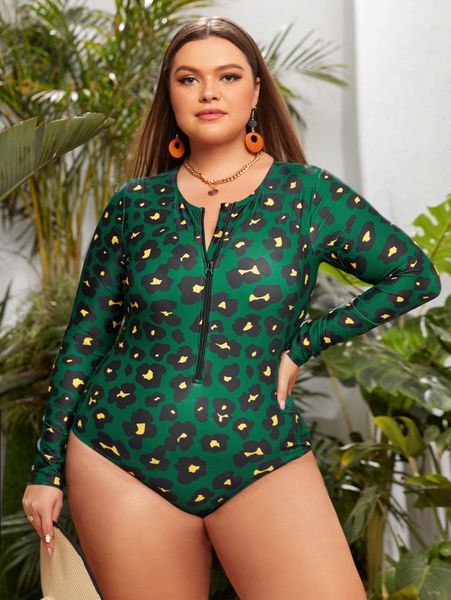 plus leopard zipper front one piece swimsuit k9fc#, Black
plus leopard zipper front one piece swimsuit k9fc#, Black