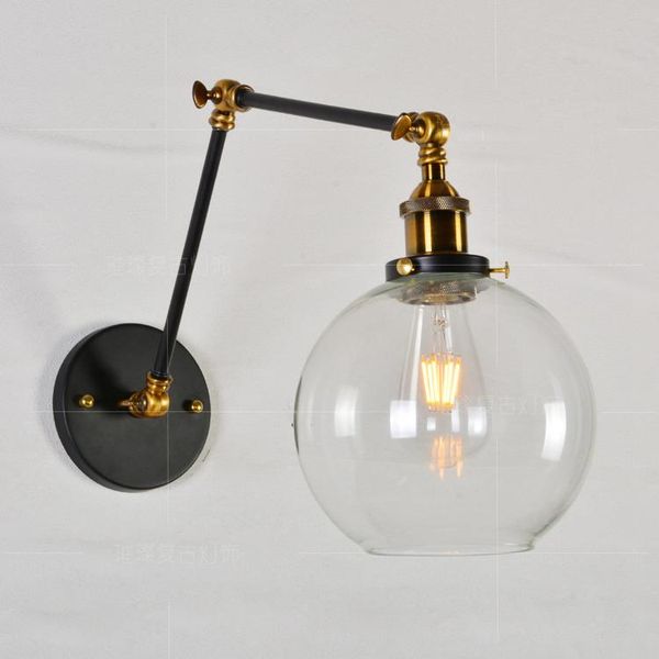 wall lamp clear glass lampshade swing arm brass holder loft light e27 ac110v/220v beside sconce antique led
wall lamp clear glass lampshade swing arm brass holder loft light e27 ac110v/220v beside sconce antique led