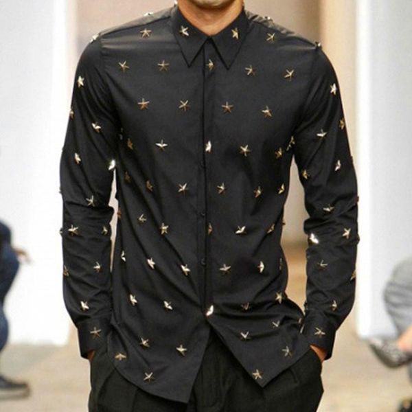 men's casual shirts handmade metal five-pointed star clothing cotton long-sleeve shirt men\x27s t\x2dshirt 2021, White;black
men's casual shirts handmade metal five-pointed star clothing cotton long-sleeve shirt men\x27s t\x2dshirt 2021, White;black