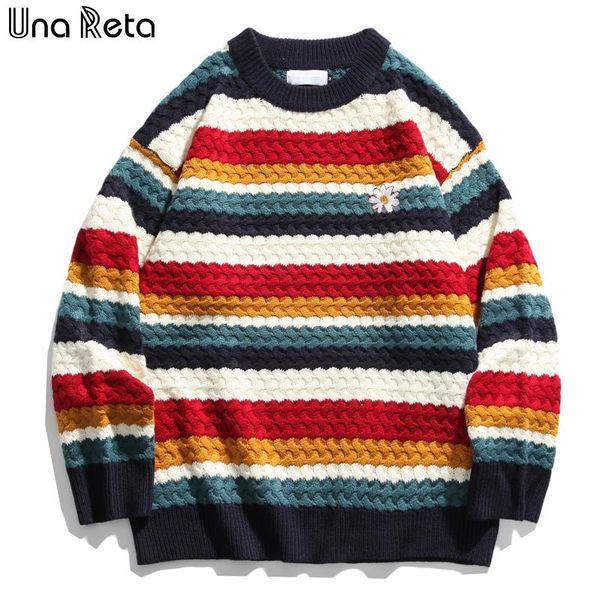 men's sweaters una reta stripe sweater men harajuku winter clothing embroidery flowers loose pullover twist oversized, White;black
men's sweaters una reta stripe sweater men harajuku winter clothing embroidery flowers loose pullover twist oversized, White;black