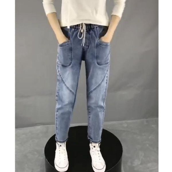women's jeans autumn pants women nine point loose street stripe casual drawstring wide leg high waist femme vintage denim, Blue
women's jeans autumn pants women nine point loose street stripe casual drawstring wide leg high waist femme vintage denim, Blue