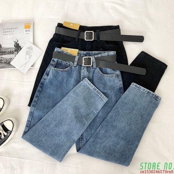 vintage high waist jeans women solid straight pants loose casual street denim trousers pantalon femme plus size with belt women's, Blue
vintage high waist jeans women solid straight pants loose casual street denim trousers pantalon femme plus size with belt women's, Blue