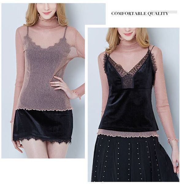 spring size s-3xl women turtleneck slim soft full sleeve shinning transparent tee shirts lady elastic mesh, White
spring size s-3xl women turtleneck slim soft full sleeve shinning transparent tee shirts lady elastic mesh, White