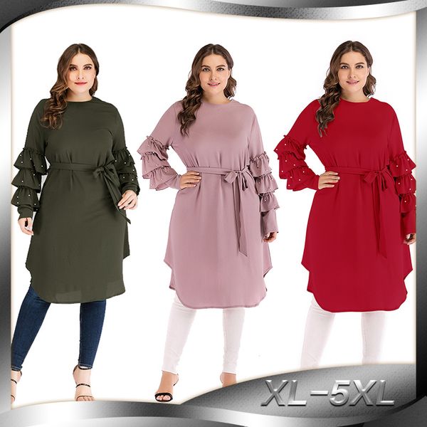 solid color muslim and blouses women long sleeve beaded lace-up arab dubai clothing female loose long plus size xl-5xl, Red
solid color muslim and blouses women long sleeve beaded lace-up arab dubai clothing female loose long plus size xl-5xl, Red