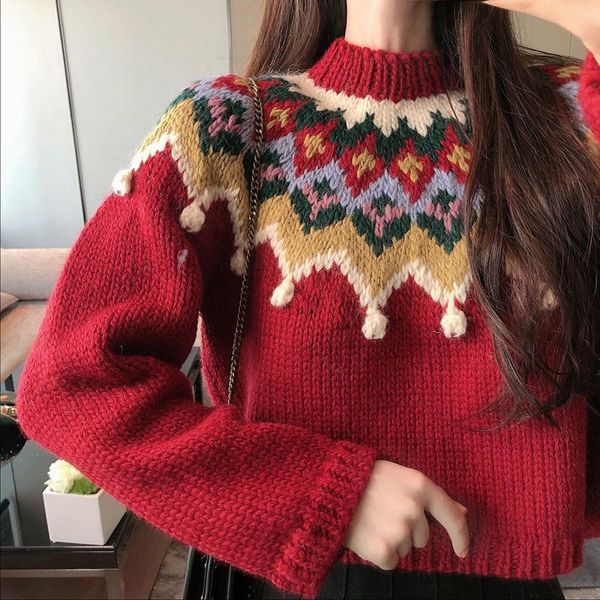 women's sweaters dayifun sweater christmas pattern o neck pullover korean fashion loose jumper knitted vintage thick long sleeve top, White;black
women's sweaters dayifun sweater christmas pattern o neck pullover korean fashion loose jumper knitted vintage thick long sleeve top, White;black