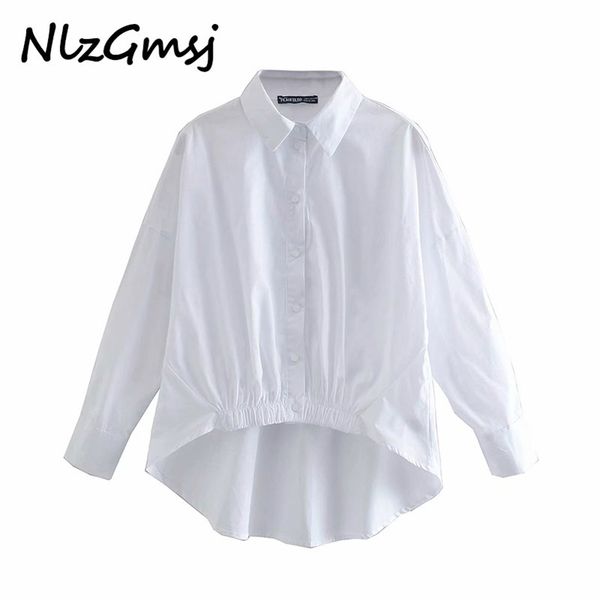 blouse women fashion asymmetric poplin shirt vintage lapel collar long sleeve hem with elastic shirts female 210628, White
blouse women fashion asymmetric poplin shirt vintage lapel collar long sleeve hem with elastic shirts female 210628, White