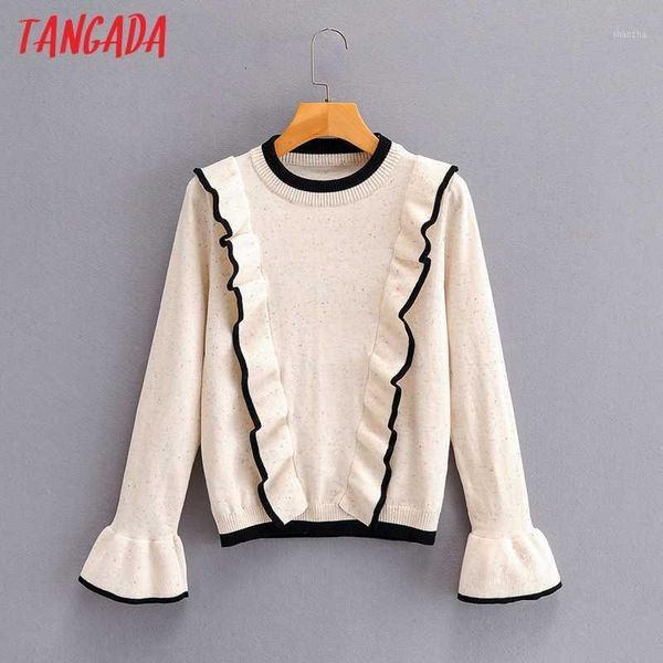 women's sweaters tangada korea chic women ruffles vintage sweater long sleeve ladies sweet knitted jumper sy2661 op71, White;black
women's sweaters tangada korea chic women ruffles vintage sweater long sleeve ladies sweet knitted jumper sy2661 op71, White;black