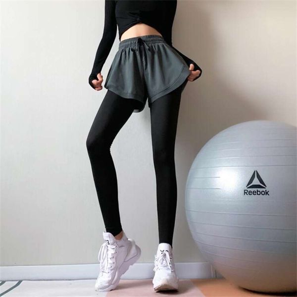 New fake two-piece fitness women's high waist elastic tight running skirt quick drying sports pants autumn Yoga Pants, Gray
New fake two-piece fitness women's high waist elastic tight running skirt quick drying sports pants autumn Yoga Pants, Gray