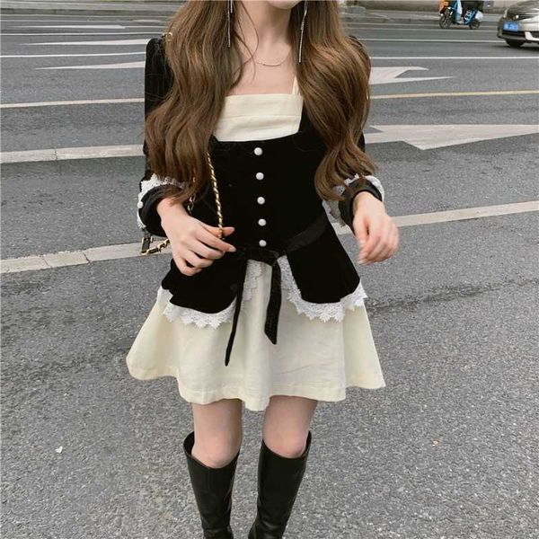casual dresses shirt girl autumn and spring black french retro court style square collar lace design sense minority long sleeve nbgh, Black;gray
casual dresses shirt girl autumn and spring black french retro court style square collar lace design sense minority long sleeve nbgh, Black;gray