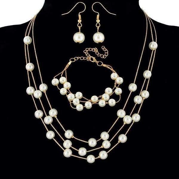 earrings & necklace imayson korean pearl multi-layer bracelets three-piece for women girl elegance dangle drop party jewelry, Silver
earrings & necklace imayson korean pearl multi-layer bracelets three-piece for women girl elegance dangle drop party jewelry, Silver