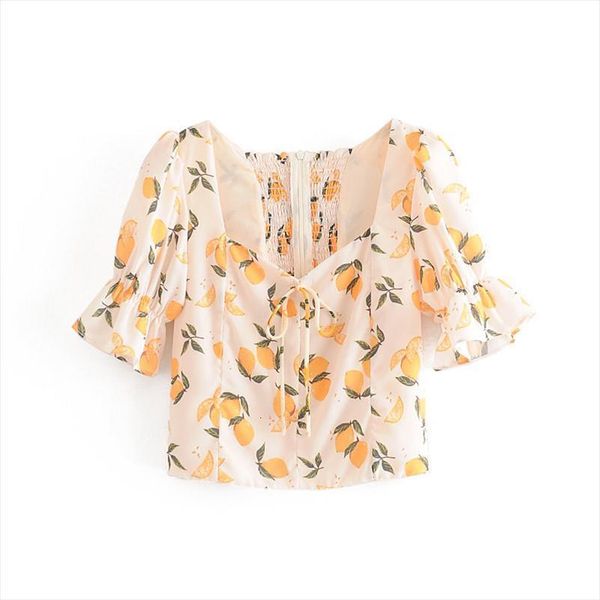 sweet french style square collar womens blouses puff sleeve short summer vintage back zipper elastic lemon print lady shirts, White
sweet french style square collar womens blouses puff sleeve short summer vintage back zipper elastic lemon print lady shirts, White