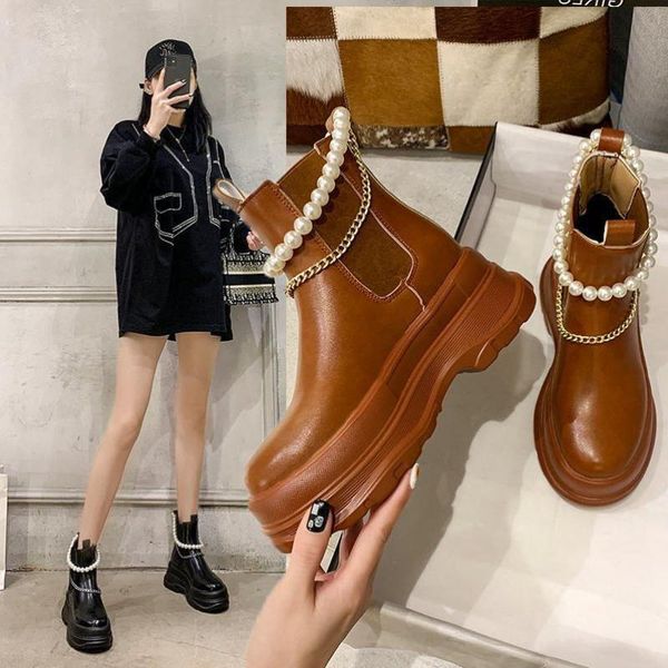 boots ankle height increasing thick heel motorcycle autumn winter fashion round head string bead chain shoes woman, Black
boots ankle height increasing thick heel motorcycle autumn winter fashion round head string bead chain shoes woman, Black