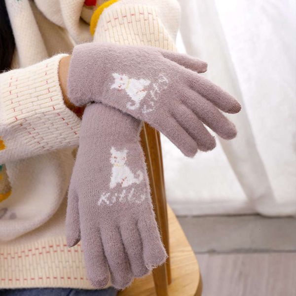 gloves touch screen female winter riding warm and cold proof cute student knitted wool five finger, Blue;gray
gloves touch screen female winter riding warm and cold proof cute student knitted wool five finger, Blue;gray