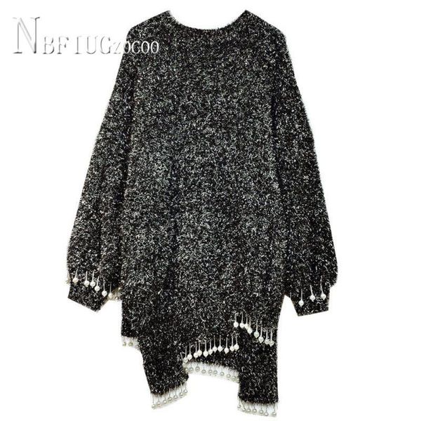 women's sweaters pearl decor 2021 autumn korean women sweater irregular female, White;black
women's sweaters pearl decor 2021 autumn korean women sweater irregular female, White;black
