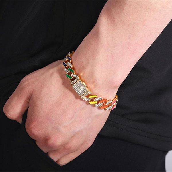 link, chain colorful jewelry neon rainbow enamel out bling cz 12mm miami hip hop cuban link women bracelet summer selling, Black
link, chain colorful jewelry neon rainbow enamel out bling cz 12mm miami hip hop cuban link women bracelet summer selling, Black