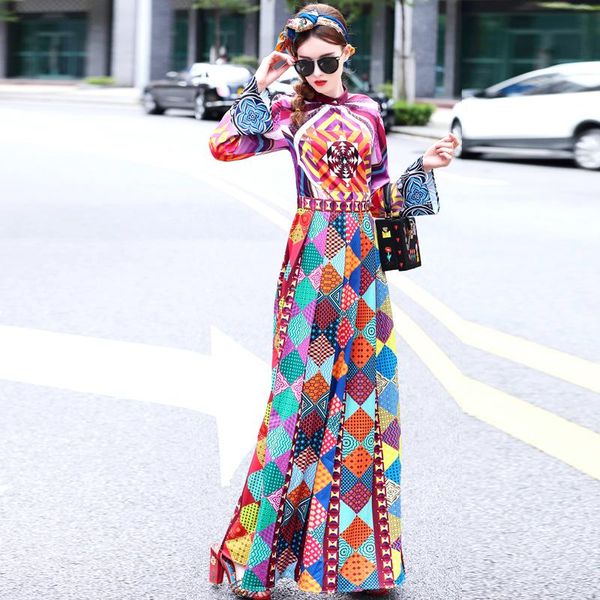 casual dresses 2021 designer fashion long dress women's long-sleeved geometric print vintage party runway maxi, Black;gray
casual dresses 2021 designer fashion long dress women's long-sleeved geometric print vintage party runway maxi, Black;gray