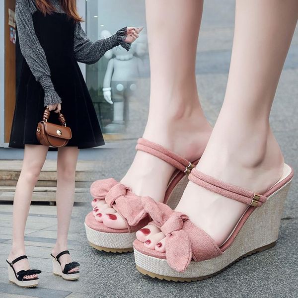 sandals woman summer shoes fish mouth wedge wedding beach bow flip flops ladies zapatos de mujer 4.4, Black
sandals woman summer shoes fish mouth wedge wedding beach bow flip flops ladies zapatos de mujer 4.4, Black