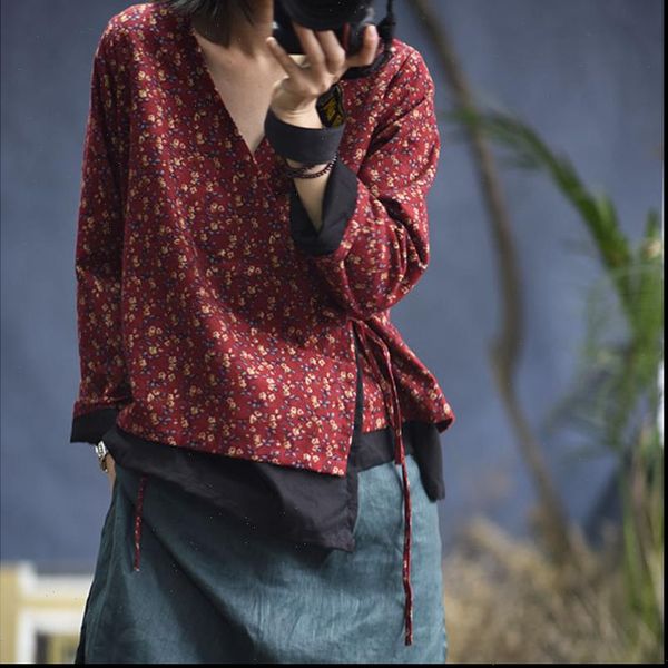 vintage long sleeve women shirts print v neck spring clothes belt loose blouses cardigan, White
vintage long sleeve women shirts print v neck spring clothes belt loose blouses cardigan, White