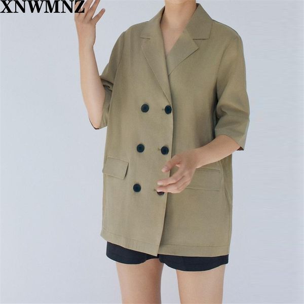 women cotton linen suit coat women's thin style loose medium and long half sleeve summer casual blazer 210520, White;black
women cotton linen suit coat women's thin style loose medium and long half sleeve summer casual blazer 210520, White;black