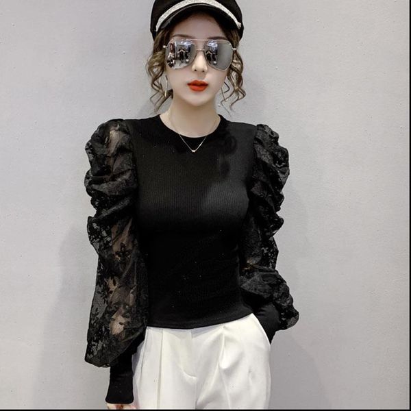 spring autumn european style women shirt lace lantern sleeve stitching long sleeved slimming female ll229, White
spring autumn european style women shirt lace lantern sleeve stitching long sleeved slimming female ll229, White