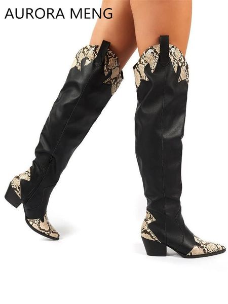 boots 2021 women's snake skin thigh high fashion over the knee zipper heels pointed toe club shoes autumn winter, Black 
boots 2021 women's snake skin thigh high fashion over the knee zipper heels pointed toe club shoes autumn winter, Black