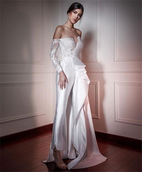 white jumpsuit mermaid wedding dresses with pant bridal gowns sweetheart long sleeve elegant lace appliqued vestido de novia
white jumpsuit mermaid wedding dresses with pant bridal gowns sweetheart long sleeve elegant lace appliqued vestido de novia