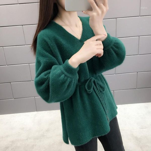 women's sweaters winter v neck long lantern sleeve sweater casual women slim waist solid knit pullover pull femme, White;black
women's sweaters winter v neck long lantern sleeve sweater casual women slim waist solid knit pullover pull femme, White;black