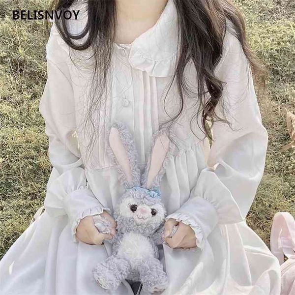 japanese lolita style autumn women white dress peter pan collar bag princess loose flare sleeve chiffon cute kawaii e 210520, Black;gray
japanese lolita style autumn women white dress peter pan collar bag princess loose flare sleeve chiffon cute kawaii e 210520, Black;gray