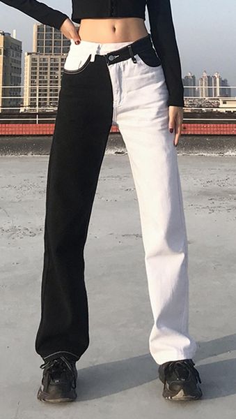 women's jeans autumn hip hop patchwork pants color black and white wide legs long trousers for women spliced demin ulzzang punck bottom, Blue
women's jeans autumn hip hop patchwork pants color black and white wide legs long trousers for women spliced demin ulzzang punck bottom, Blue