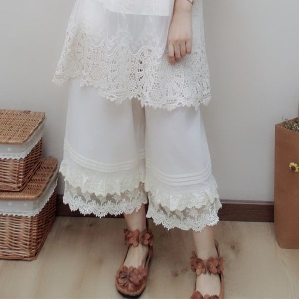 women's shorts sweet lolita lace layers patchwork wide leg cotton pants 40xp, White;black
women's shorts sweet lolita lace layers patchwork wide leg cotton pants 40xp, White;black