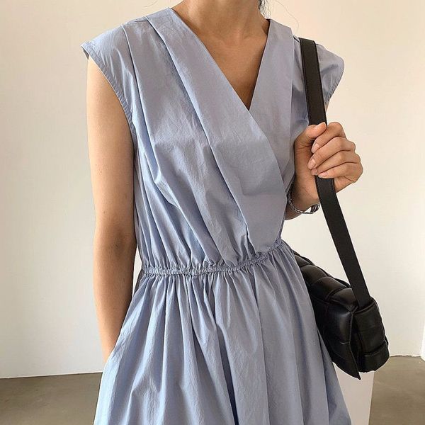 casual dresses new women summer sleeveless female 2021 v-neck elastic waist a-line chic clothes solid color p7qb, Black;gray
casual dresses new women summer sleeveless female 2021 v-neck elastic waist a-line chic clothes solid color p7qb, Black;gray