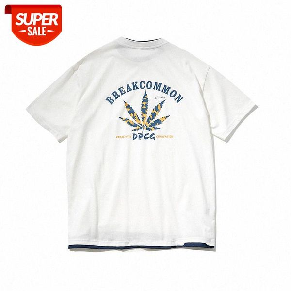 summer men's t-shirt round neck pullover loose maple leaf print fake two short sleeves #2j5w, White;black
summer men's t-shirt round neck pullover loose maple leaf print fake two short sleeves #2j5w, White;black