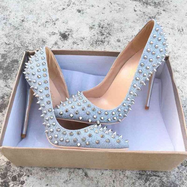 dress shoes pu leather high heeled lady pumps rivet pointed toe woman party shoes slip-on sliver color wedding kto5, Black
dress shoes pu leather high heeled lady pumps rivet pointed toe woman party shoes slip-on sliver color wedding kto5, Black