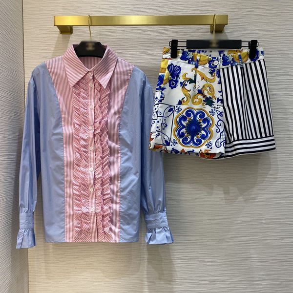 women's blouses & shirts spring fashion runway two elegant girly outfit frilly striped shirt and shorts suit vacation casual joint ao7l, White
women's blouses & shirts spring fashion runway two elegant girly outfit frilly striped shirt and shorts suit vacation casual joint ao7l, White