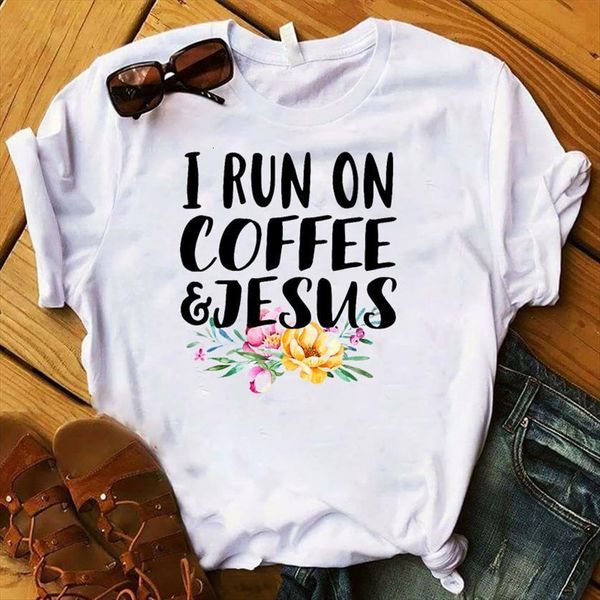 run on coffee jesus print womens t shirt short sleeve o neck loose ladies causal tee clothes, White
run on coffee jesus print womens t shirt short sleeve o neck loose ladies causal tee clothes, White
