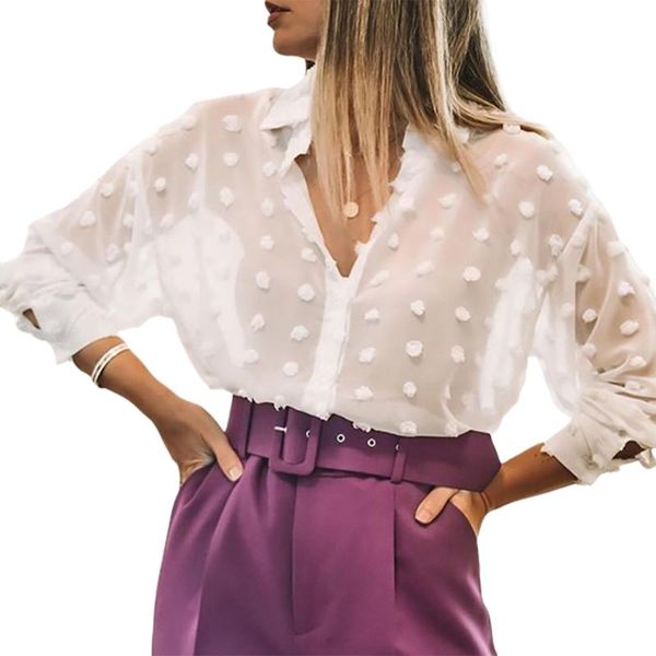 women's t-shirt shirt long sleeve shirts see through ladies clothes turn-down collar solid loose tee, White
women's t-shirt shirt long sleeve shirts see through ladies clothes turn-down collar solid loose tee, White