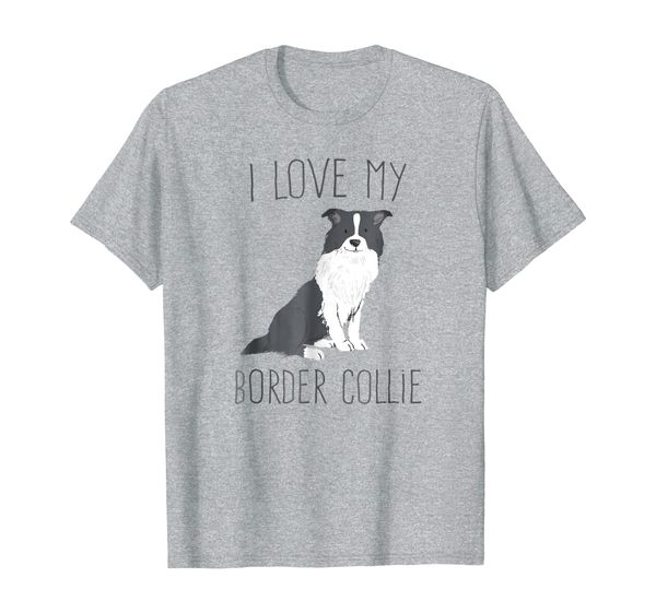 I Love My Border Collie T-Shirt Cute Black and White Dog Tee, Mainly pictures 
I Love My Border Collie T-Shirt Cute Black and White Dog Tee, Mainly pictures
