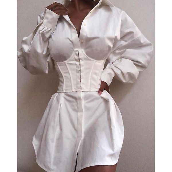 casual dresses solid long sleeve tight waist buttoned shirt dress women color white plunge turn down collar short vestidos, Black;gray
casual dresses solid long sleeve tight waist buttoned shirt dress women color white plunge turn down collar short vestidos, Black;gray