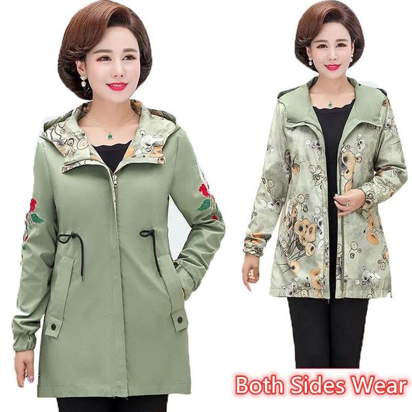 women's jackets 5xl plus size spring autumn women jacket fashion hooded two side wear windbreaker coat middle aged mother embroidery w, Black;brown
women's jackets 5xl plus size spring autumn women jacket fashion hooded two side wear windbreaker coat middle aged mother embroidery w, Black;brown
