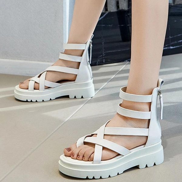 sandals 2021 genuine leather zippers thong flip flops thick sole female shoes fashion casual platform cross-tied hollow women, Black
sandals 2021 genuine leather zippers thong flip flops thick sole female shoes fashion casual platform cross-tied hollow women, Black