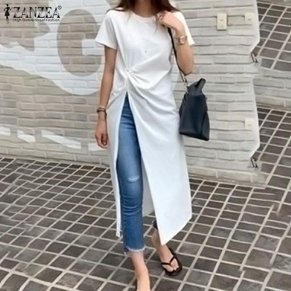 women's blouses & shirts women stylish blouse 2022 summer asymmertrical midi casual solid split tunic ladies o-neck loose blusa, White
women's blouses & shirts women stylish blouse 2022 summer asymmertrical midi casual solid split tunic ladies o-neck loose blusa, White