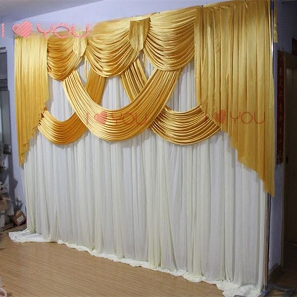 party decoration 10x10ft gold and white wedding backdrop panels event curtain drape ice silk background cloth for stage 
party decoration 10x10ft gold and white wedding backdrop panels event curtain drape ice silk background cloth for stage