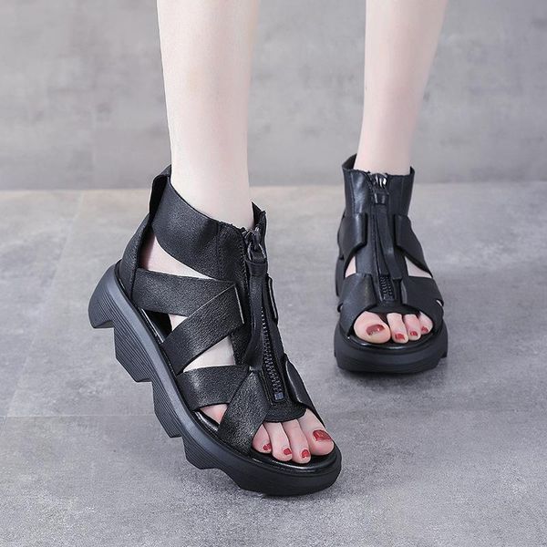 sandals summer style roman leather fish mouth hollow breathable hole shoes platform female first layer cowhide, Black
sandals summer style roman leather fish mouth hollow breathable hole shoes platform female first layer cowhide, Black