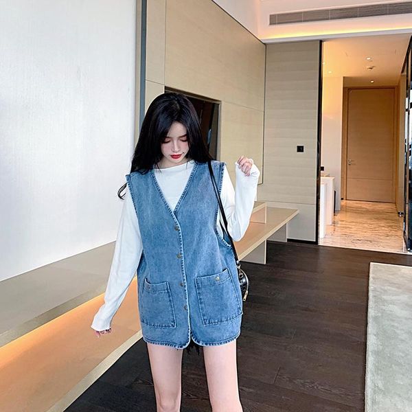 women's vests denim vest for women 2021 spring autumn plus size 2xl all- match sleeveless jacket coat chic waistcoat female, Black;white
women's vests denim vest for women 2021 spring autumn plus size 2xl all- match sleeveless jacket coat chic waistcoat female, Black;white