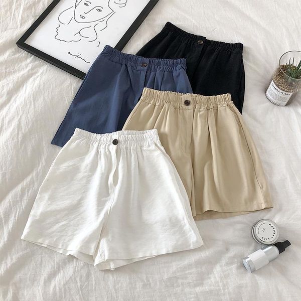 women's shorts summer cotton linen wild student loose a-line wide leg high waist casual straight women, White;black
women's shorts summer cotton linen wild student loose a-line wide leg high waist casual straight women, White;black