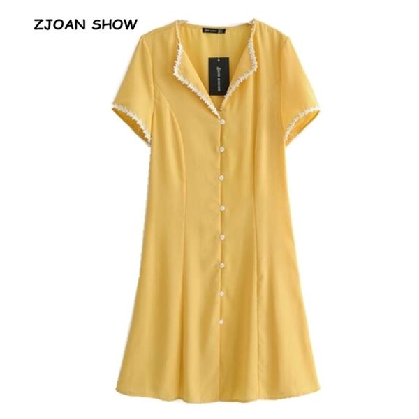 vintage french spliced lace v neck single-breasted buttons mini short dress yellow women short sleeve dresses vestidos 210429, Black;gray
vintage french spliced lace v neck single-breasted buttons mini short dress yellow women short sleeve dresses vestidos 210429, Black;gray