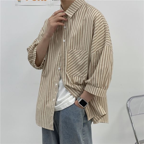 men's casual shirts summer striped korean fashion loose harajuku streetwear social three-quarter short-sleeved dyuq, White;black
men's casual shirts summer striped korean fashion loose harajuku streetwear social three-quarter short-sleeved dyuq, White;black