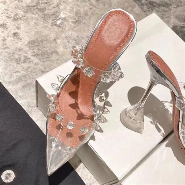 fashion transparent shoes high heel women's wine glass with pointed toe crystal sandals drag women slippers, Black
fashion transparent shoes high heel women's wine glass with pointed toe crystal sandals drag women slippers, Black